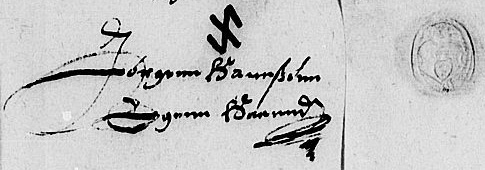 Eget segl benyttet 27. juli 1623 (Vedlegg x til Fogderegnskap Moss 1623-24)